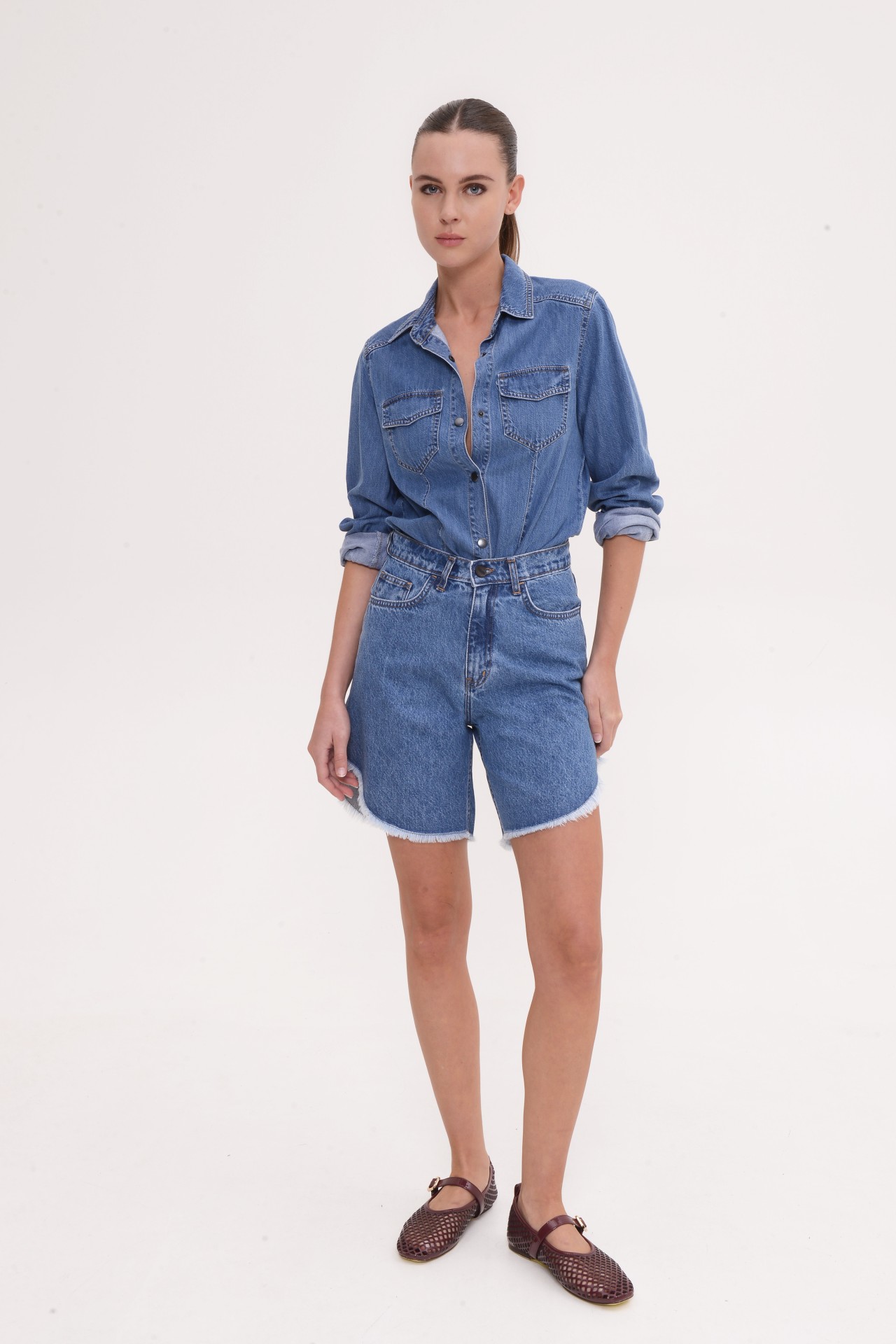Olivia Mid Blue Bermuda by Sac & Co