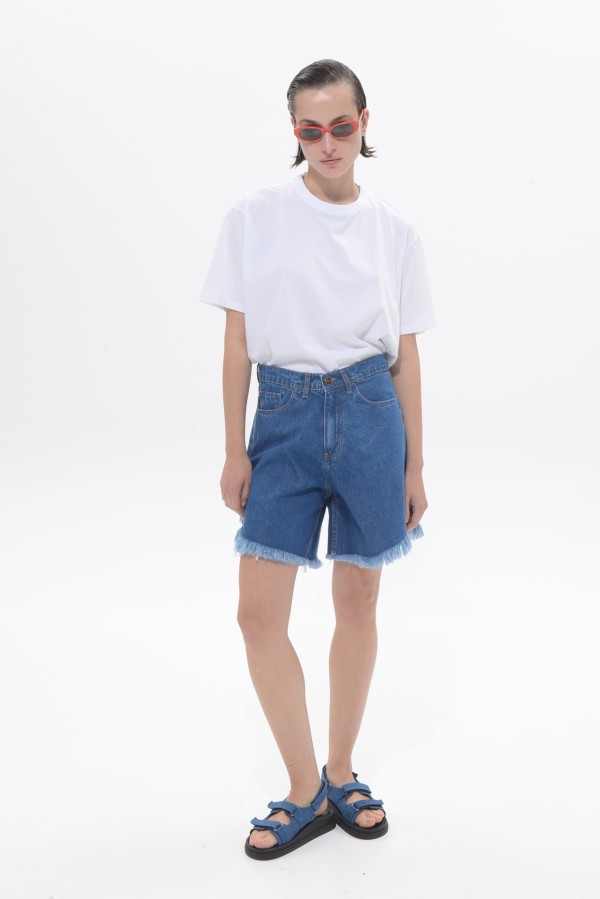 Domna Mid Blue Shorts by Sac & Co