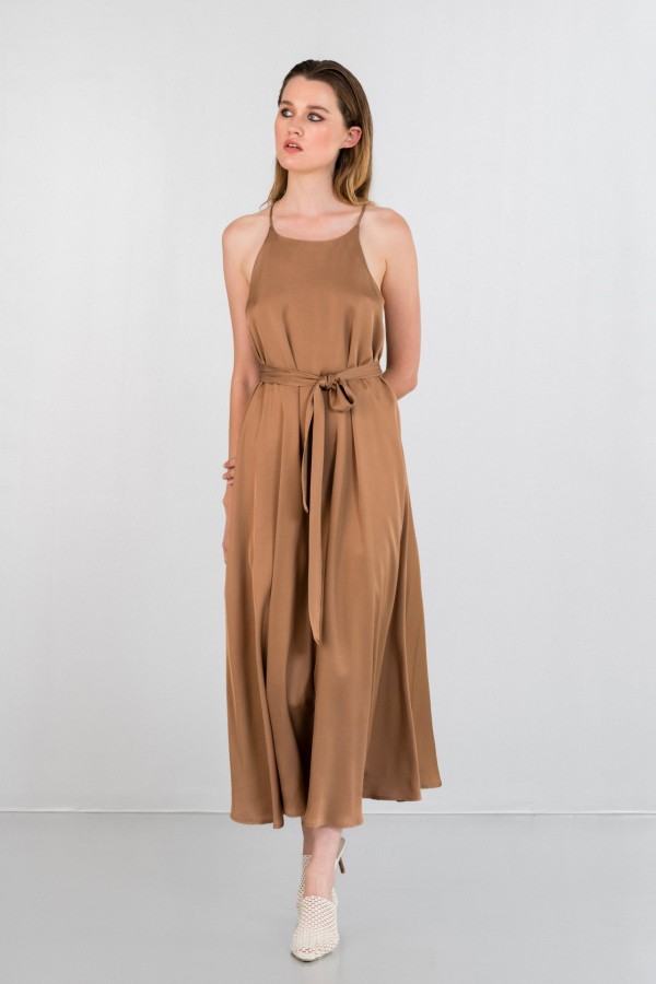 Dress Maxi Satin Fine Ecovero Halter Neck by Philosophy