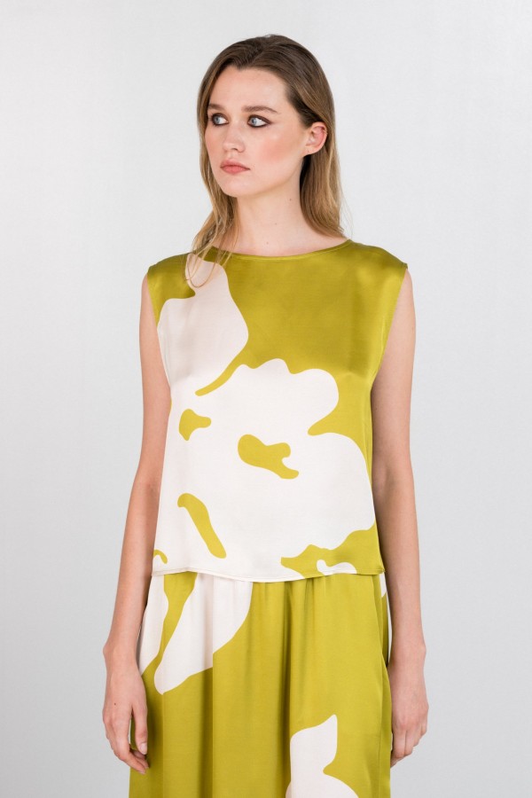 Satin Print Cropped Top by Philosophy