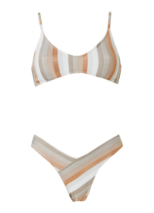 Swimwear Astrid Stripe Metallic White by Stefania Frangista