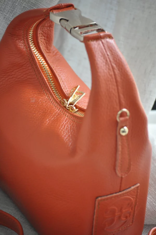 Maggie Orange Leather Bag by Bonendis - Image 3