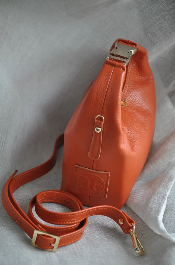 Maggie Orange Leather Bag by Bonendis - Image 2