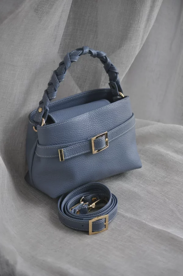 Emily French Blue Leather Bag by Bonendis - Image 4