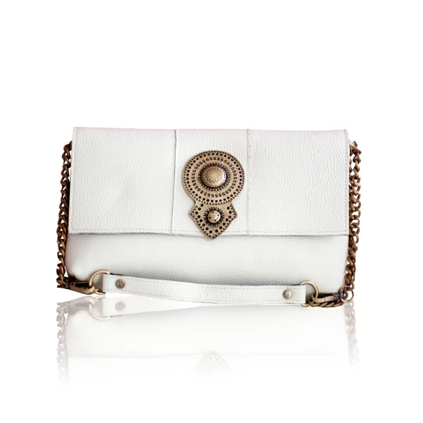 Aurora Cream Leather Bag by Bonendis