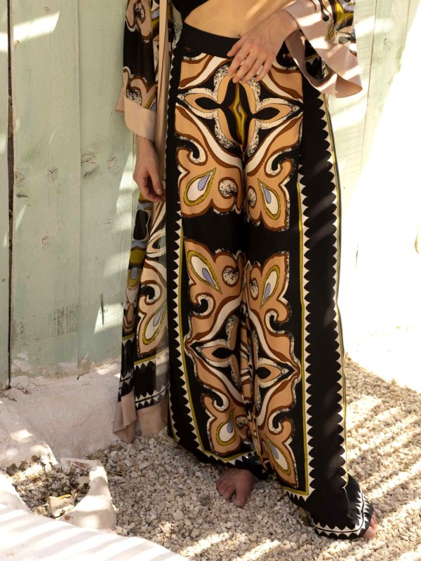 Amari Multicolor Satin Print Trouser by Nema - Image 3