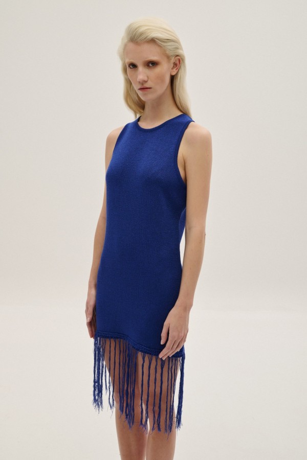 Knitted Mini Lurex Dress By Combos Knitwear