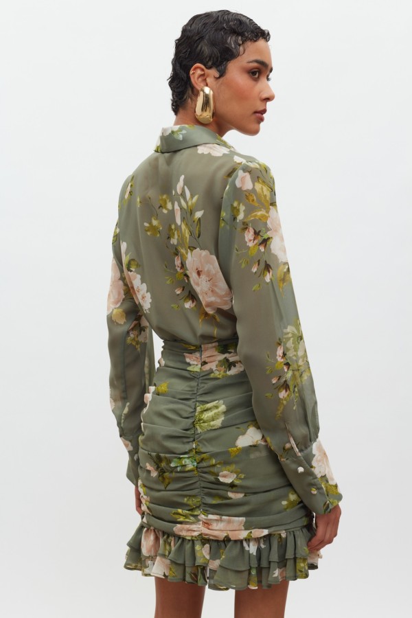 Amber Shirt Olive/Ivory Flowers by Mix & Match Showroom - Image 5