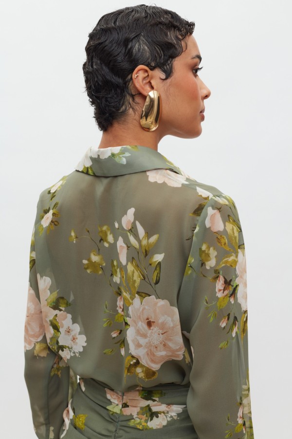 Amber Shirt Olive/Ivory Flowers by Mix & Match Showroom - Image 4