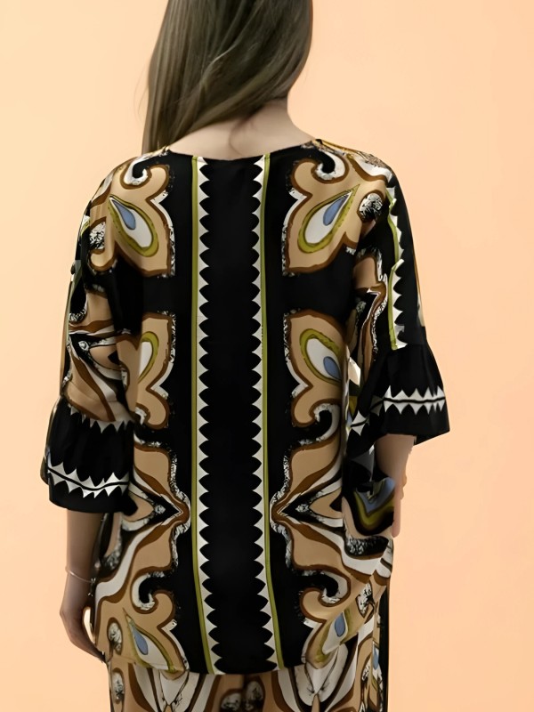 Multicolor Satin Print Shirt by Nema - Image 2