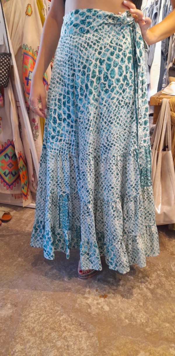 Sanoja Skirt Python Turquoise by Lara Ethnics