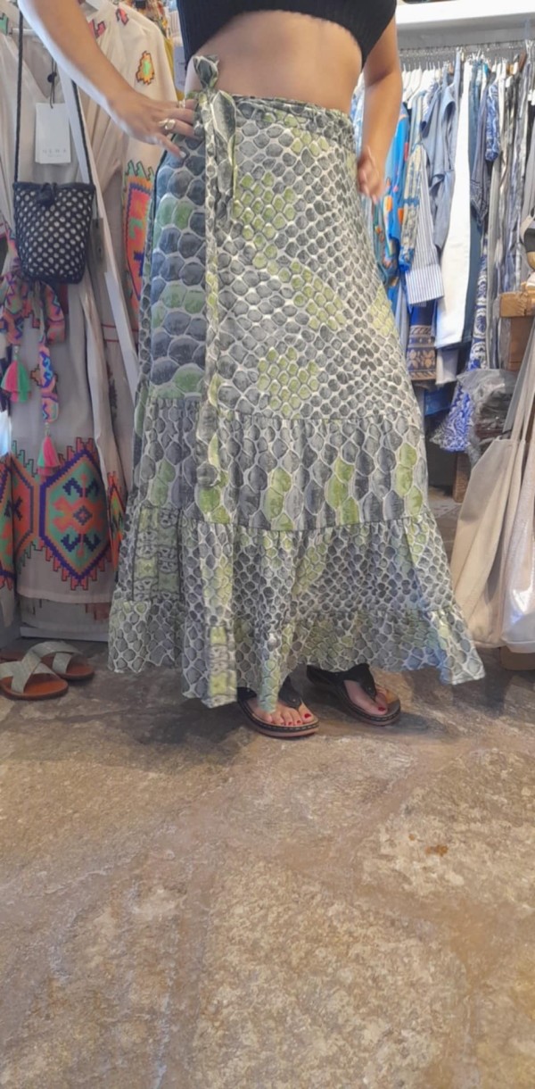Sanoja Skirt Crocodile Kaki by Lara Ethnics