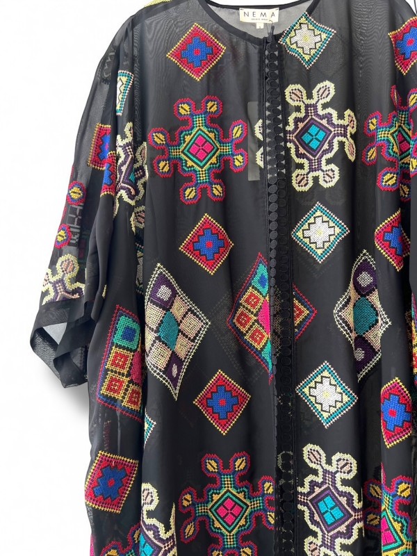 Black Kimono Embroidered by Nema - Image 2