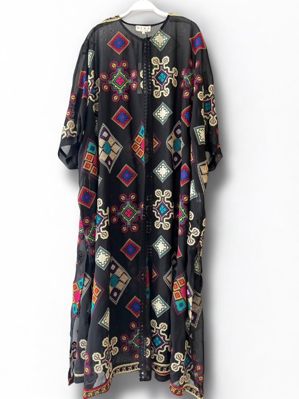 Black Kimono Embroidered by Nema - Image 3