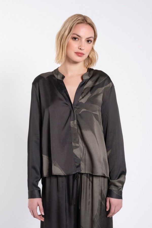 Satin Print Cropped Shirt by Philosophy
