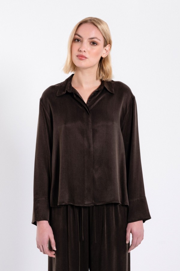 Cupro Cropped Shirt by Philosophy - Image 2