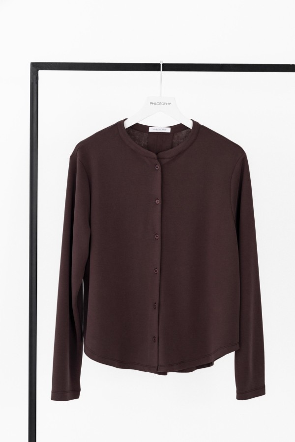Cupro Pique Cropped Shirt  by Philosophy - Image 5