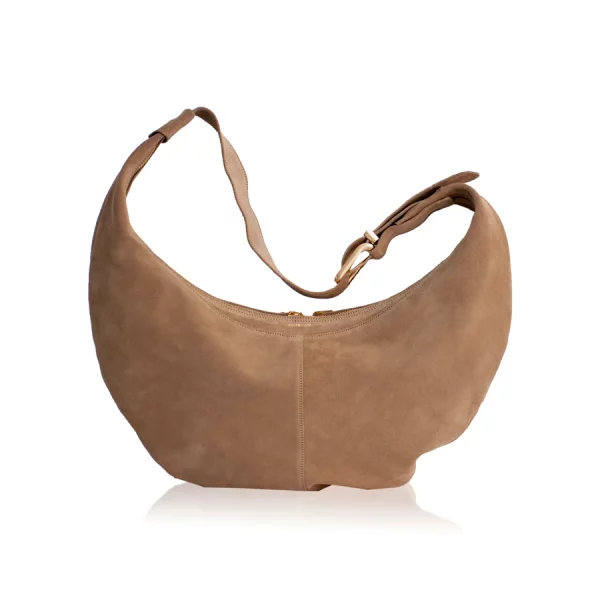 Ariana Mocca Suede Shoulder Bag by Bonendis