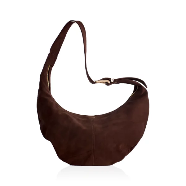 Ariana Chocolate Suede Shoulder Bag by Bonendis