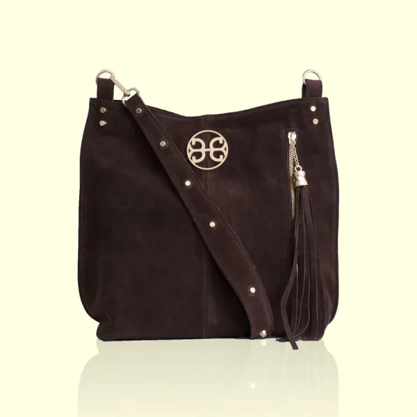 Chevie Leather Shoulder Bag - Chocolate Suede