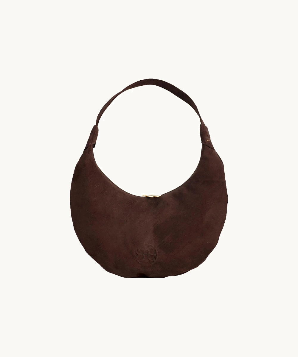 Ophelia Small Choco Suede Bag by Bonendis