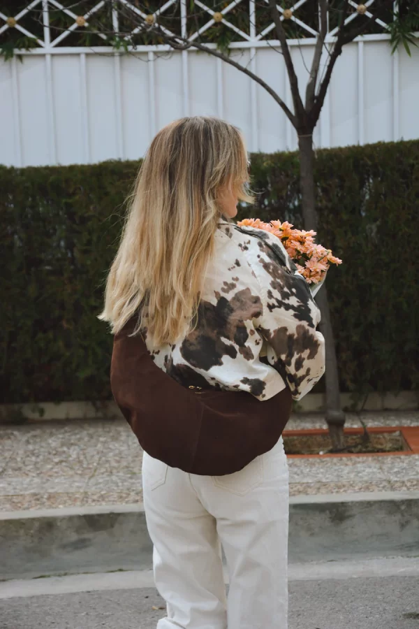 Ariana Chocolate Suede Shoulder Bag by Bonendis - Image 3