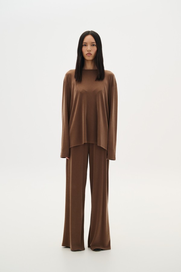 Brown Set (Trouser and Blouse) by Combos Knitwear