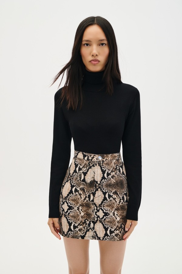 Pithon Mini Denim Skirt by Combos Knitwear