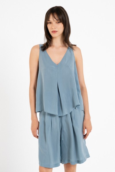 Cupro V-Neck Cropped Top  by Philosophy