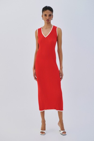 Dress Maxi V Stripe by Combos Knitwear