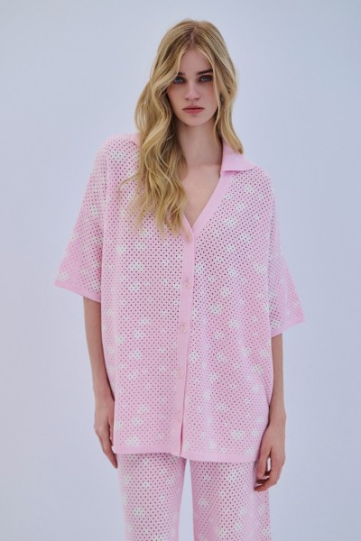 Cardigan Polo V Hearts by Combos Knitwear