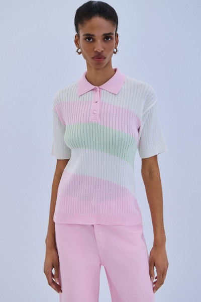 Blouse Polo Tricolor by Combos Knitwear
