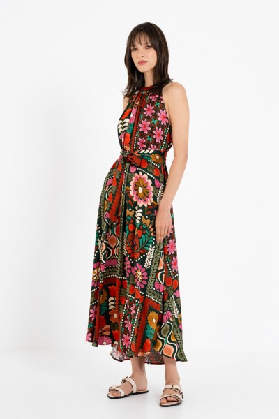 Satin Print Halter Neck Dress by Philosophy