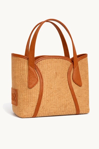 Tulip Mini in Raffia & Tabac Leather Bag by Bonendis