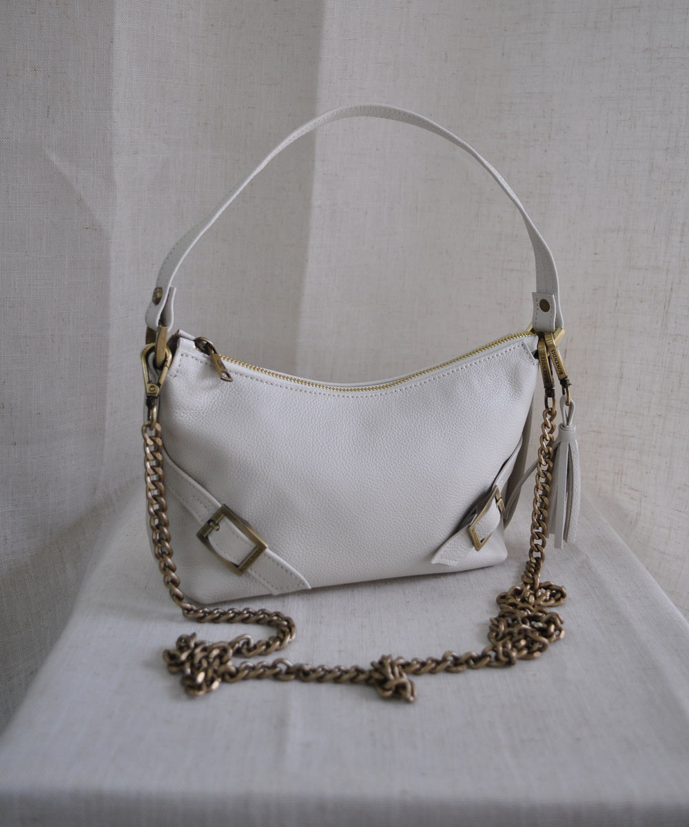 Ralu Mini in Cream Leather Bag by Bonendis - Image 4