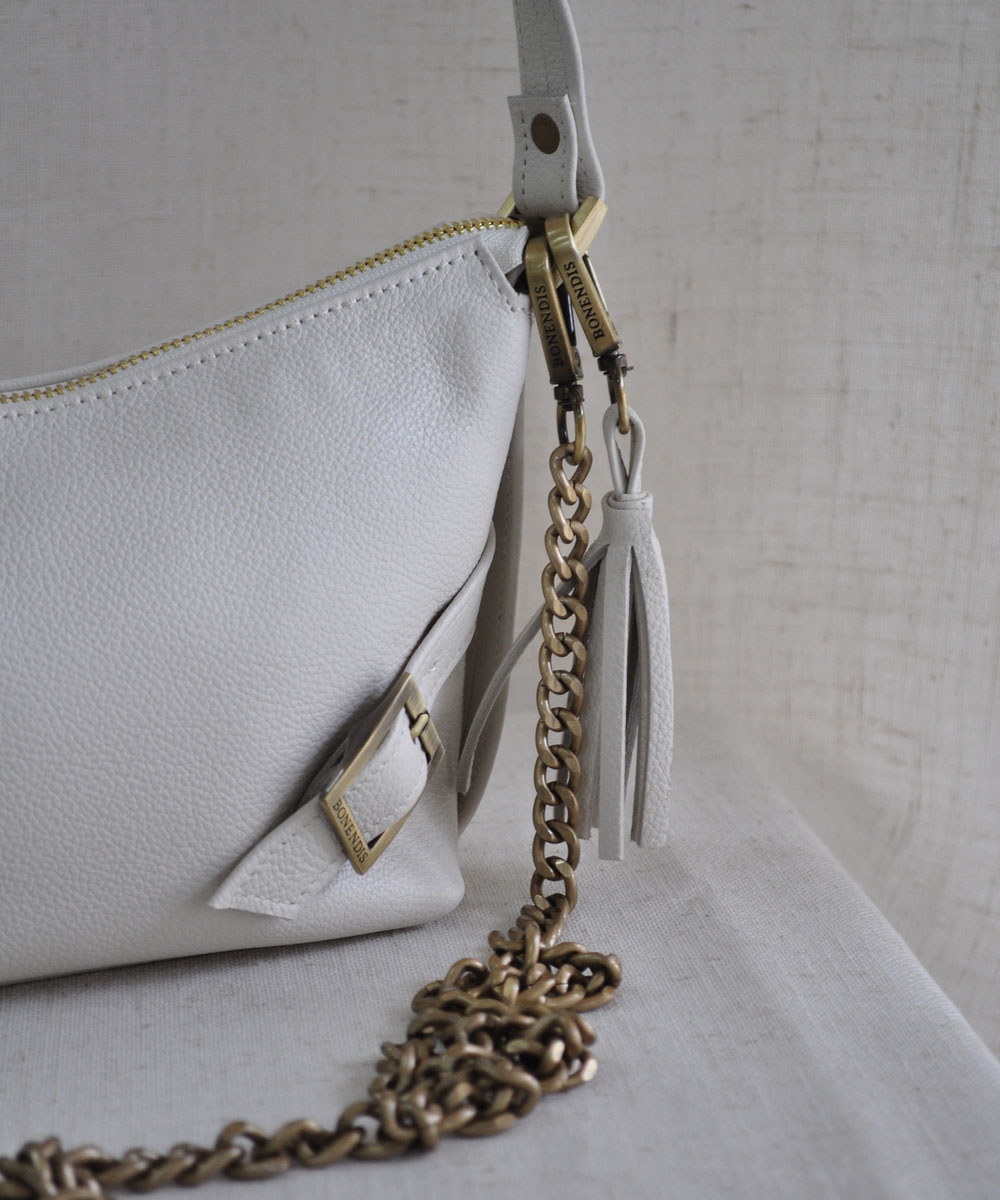 Ralu Mini in Cream Leather Bag by Bonendis - Image 2
