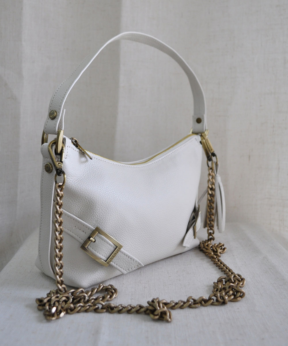 Ralu Mini in Cream Leather Bag by Bonendis - Image 3