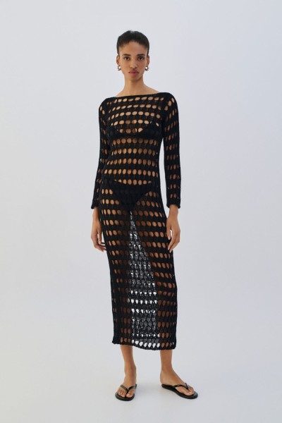 Net Maxi Open Dress by Combos Knitwear