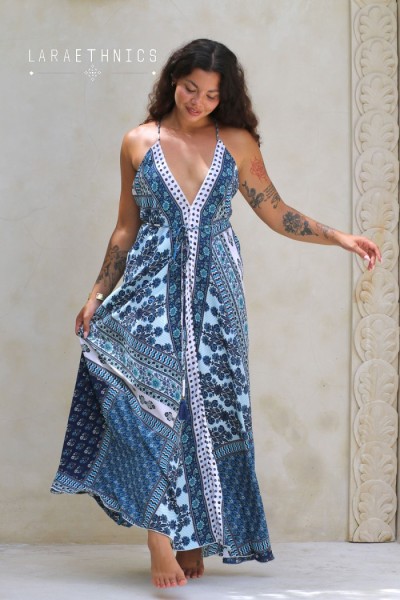 Victoria Camargue Blue Dress by Lara Ethnics