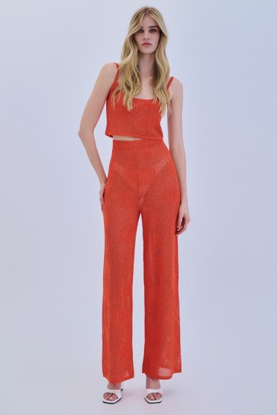 Shell Lurex Trousers by Combos Knitwear