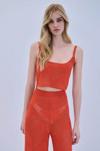 Shell Lurex Crop Top by Combos Knitwear