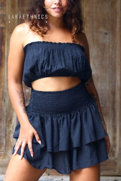 Panoli Black Short Skirt by Lara Ethnics