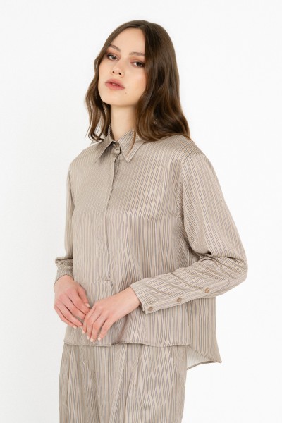 Satin Stripes Cropped Shirt by Philosophy