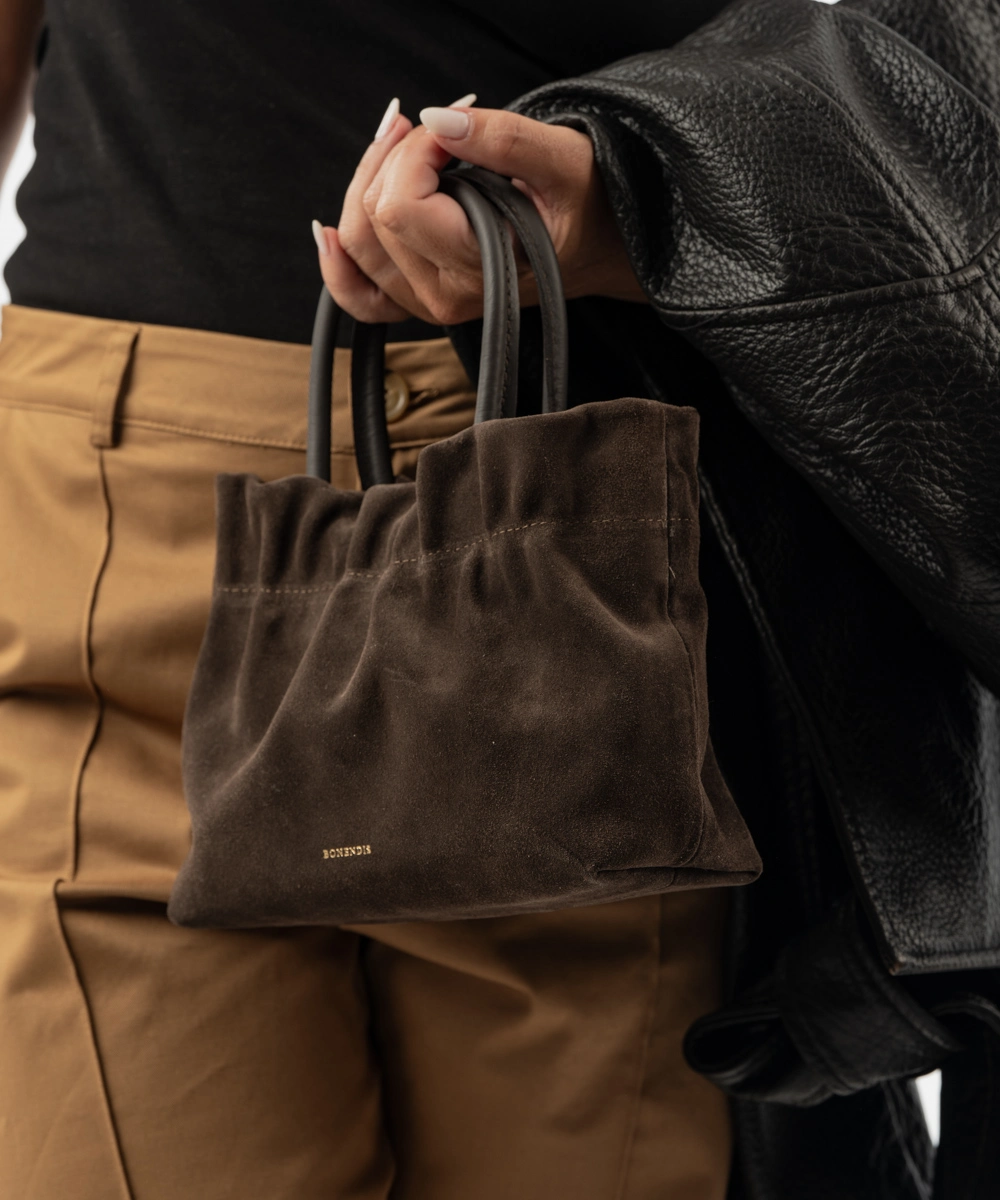 Nefeli Mini Choco Suede Leather Bag by Bonendis - Image 3