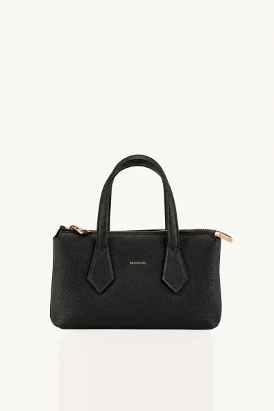 Noemia Mini in Black Leather Gold by Bonendis